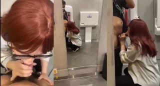 Em người yêu kính cận miệt mài bú cu trong WC rạp chiếu phim